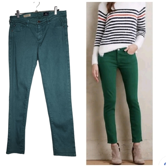 NWT AG The Stevie Ankle Green Slim straight pants women's  Size 29 - Picture 1 of 16